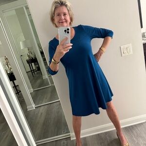 Chico's 3/4 Sleeve Round Neck Blue Dresss Size 0